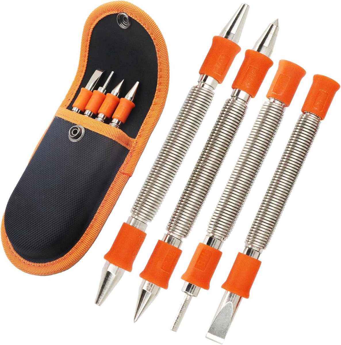 Set Nail Punches - Dubbele Kop Gereedschap - Markeren Boren - Veerbelast Ontwerp - 4 Stuks Maten