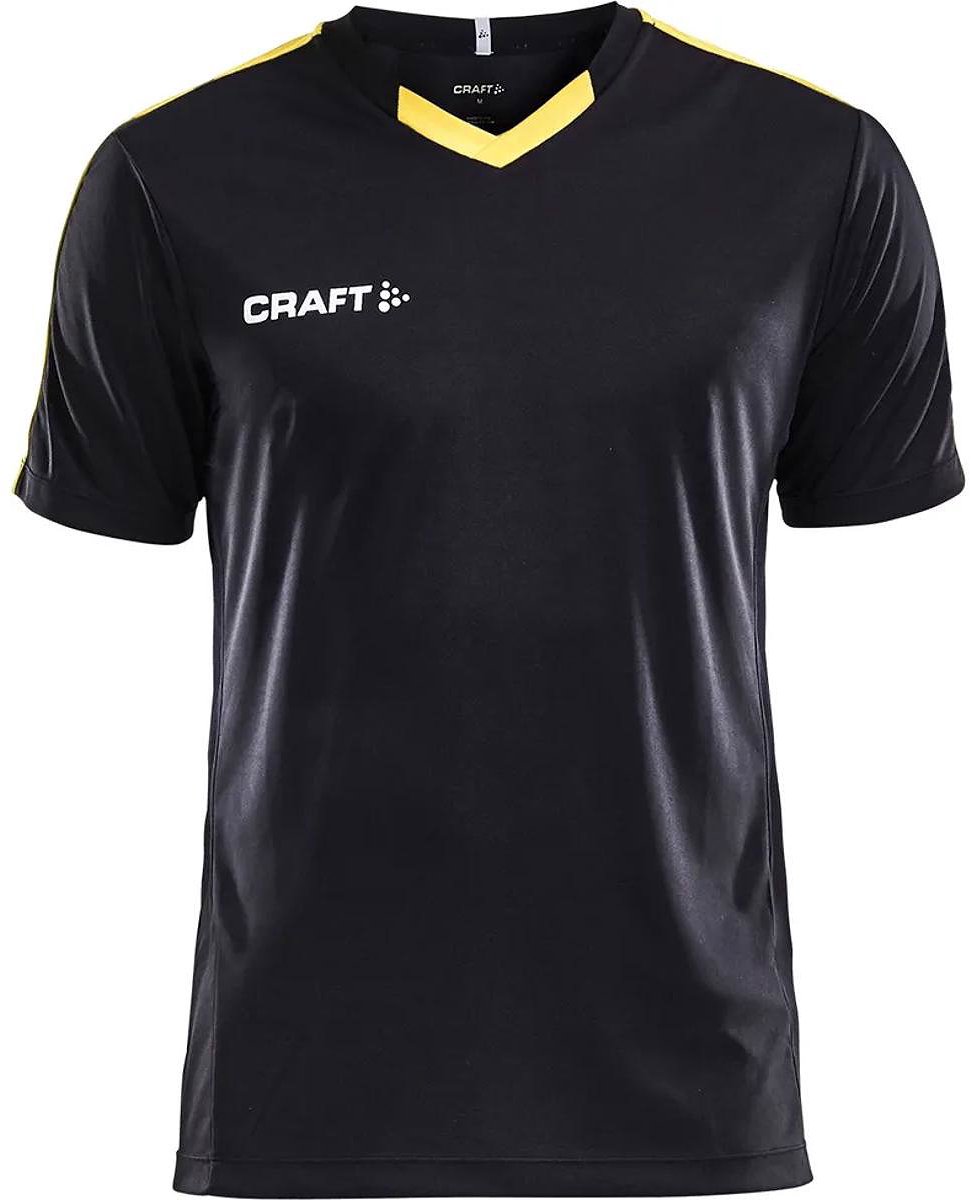 Craft Progress Contrast Shirt Korte Mouw Heren - Zwart / Geel | Maat: XXL