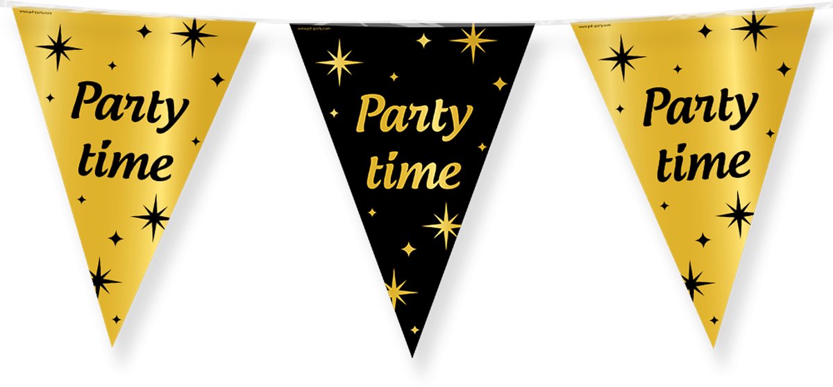 BTH - Slingers - Party Time - Goud en Zwart - Slingers Verjaardag - Vlaggenlijn - Verjaardag Versiering - Verjaardag - 1X — afbeelding 5