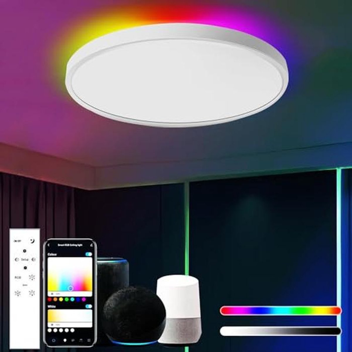 Slimme Dimbare LED Plafondlamp 30CM RGB Kleurverandering met Afstandsbediening voor Woonka
