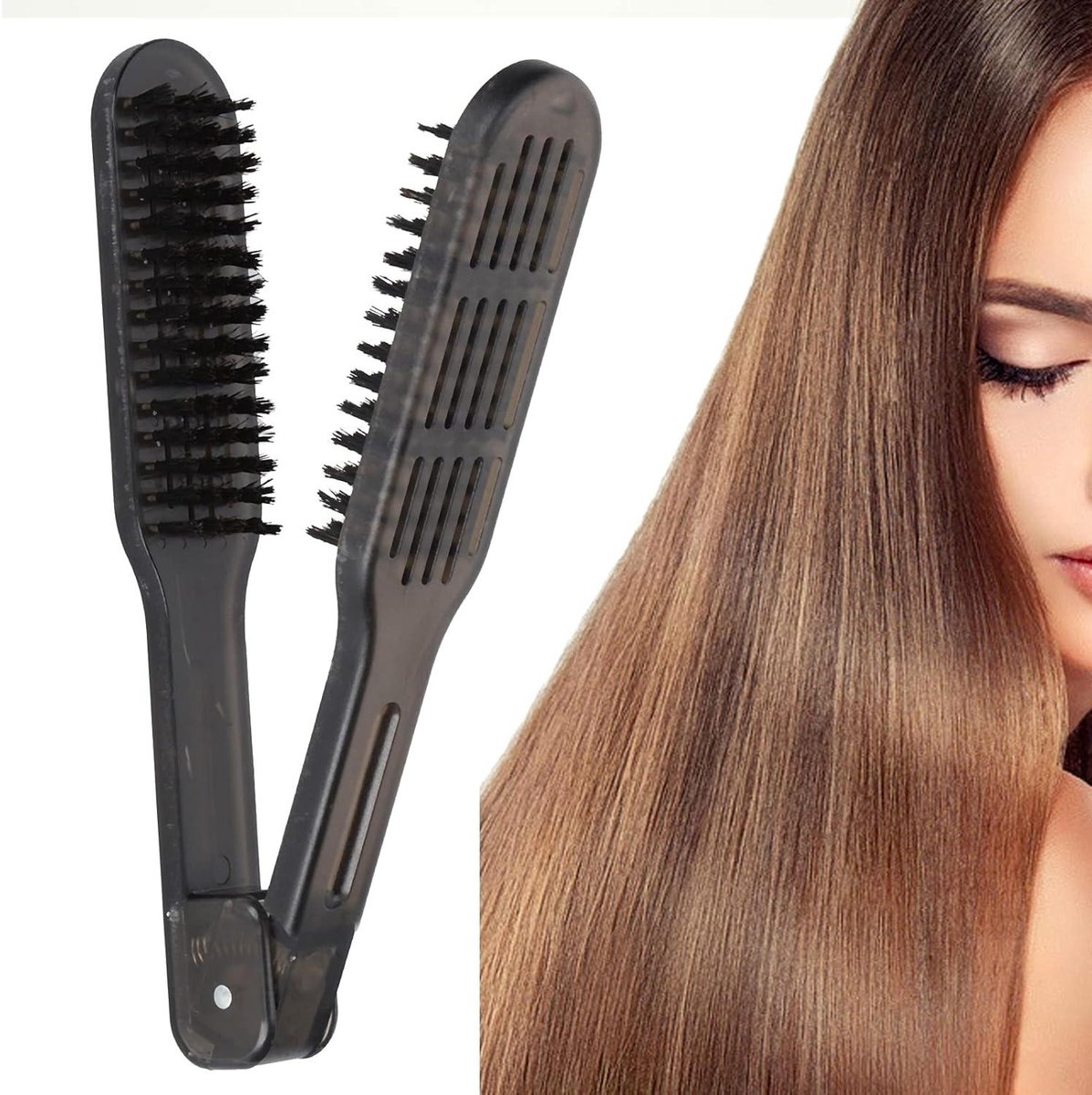 Dubbelzijdige haarborstel voor styling en verzorging van gespleten haarpunten