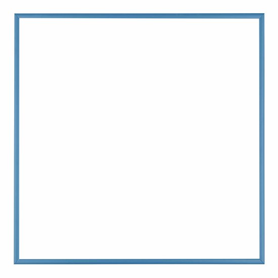 Een strak blauw aluminium fotolijst van 55x55 cm.