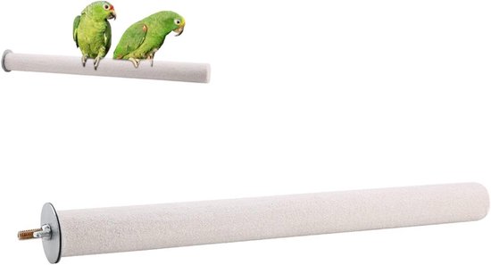 Witte Houten Zitstok Voor Vogelkooien – Puimsteenachtige Staaf, 35 Cm Lang, Slijpt Nagels En Snavel – Ideaal Voor Papegaaien En Parkieten