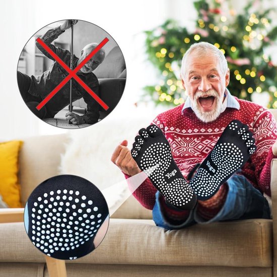 Antislip sokken met tenen voor mannen maat 41-43 - Katoenen pilates sokken voor yoga, grip en dans. van Merkloos — afbeelding 5