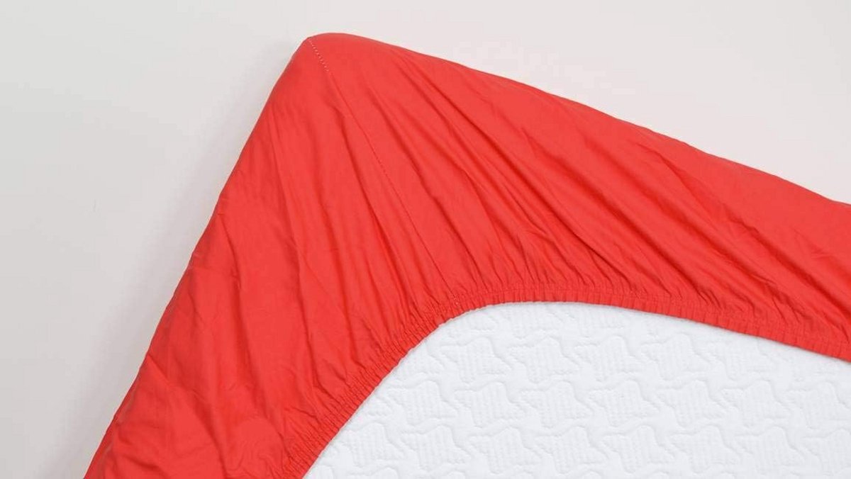 Percale Katoen Hoeslaken Topper 200x200 cm Rood