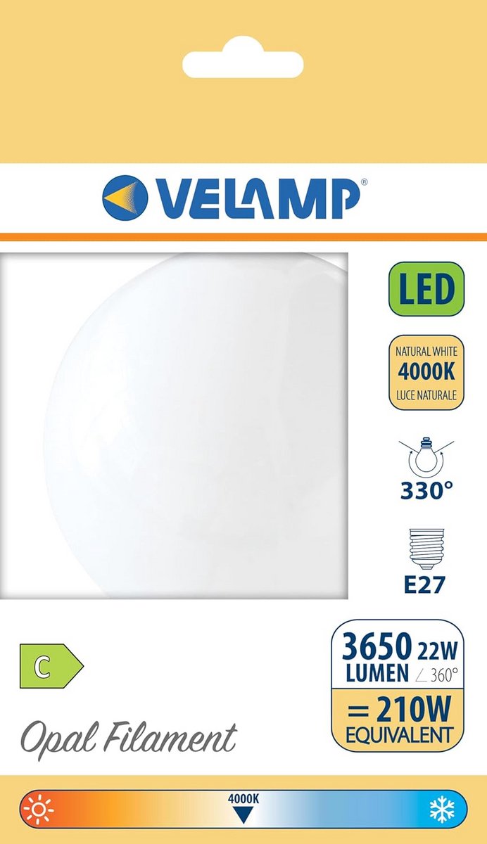 Grote LED Filament Lamp E27 22W - 4000K Neutraal Wit Licht - Extra Lang Levensduur