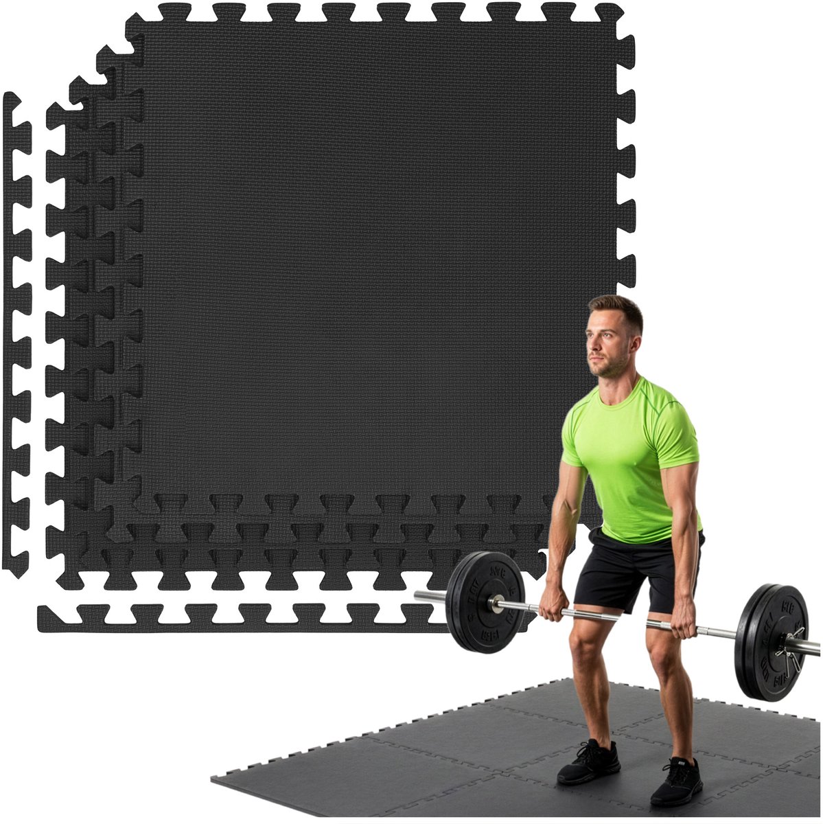 Puzzelmat | Fitness Vloer | Fitnessmat | Fitnesstegels | 60 x 60 cm | Set van 4 | Anti-slip | EVA-schuim | 2 Cm