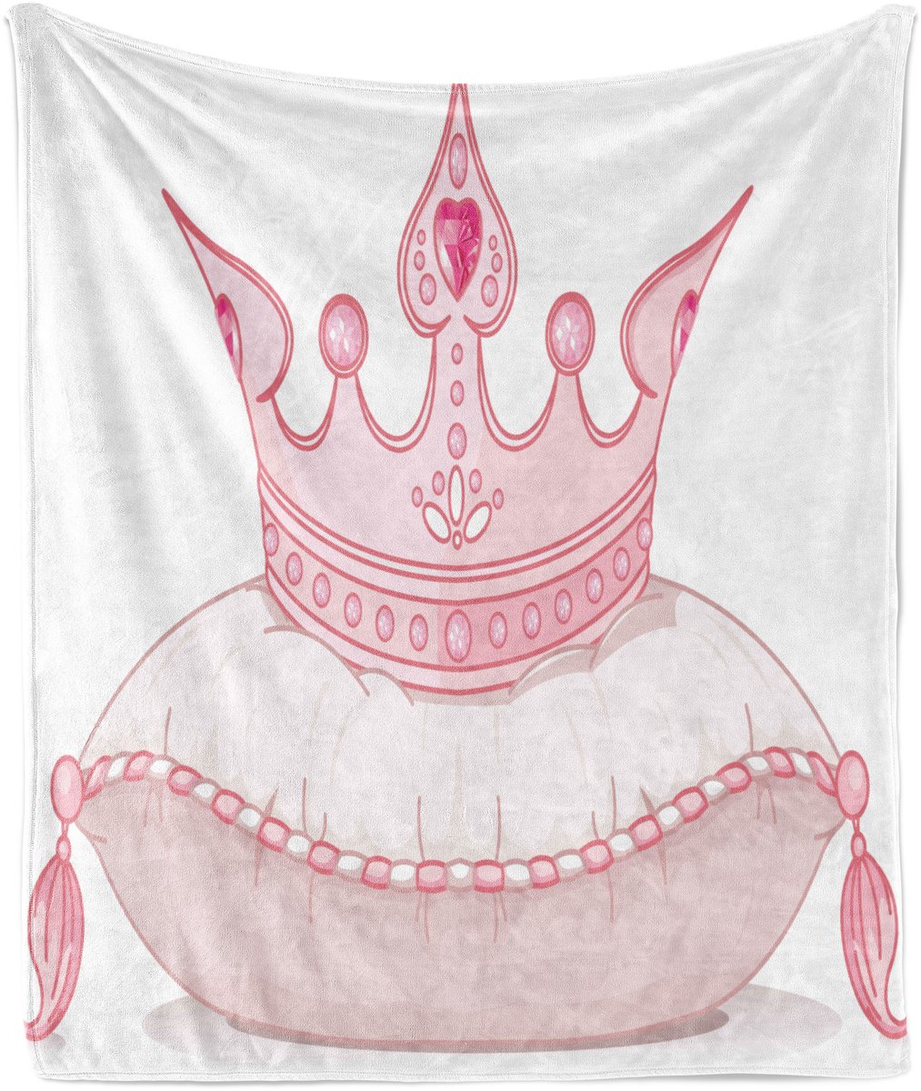 ABAKUHAUS Zachte flanellen fleece deken voor meisjes, cartoon kroon, knusse pluche plaid, 175 x 230 cm, lichtroze