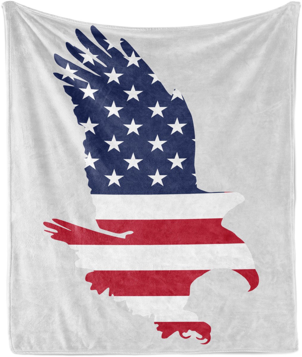 ABAKUHAUS Eagle zachte flanellen fleece deken, Stars and Stripes USA, knusse pluche plaid, 125 x 175 cm, donker koraal marineblauw