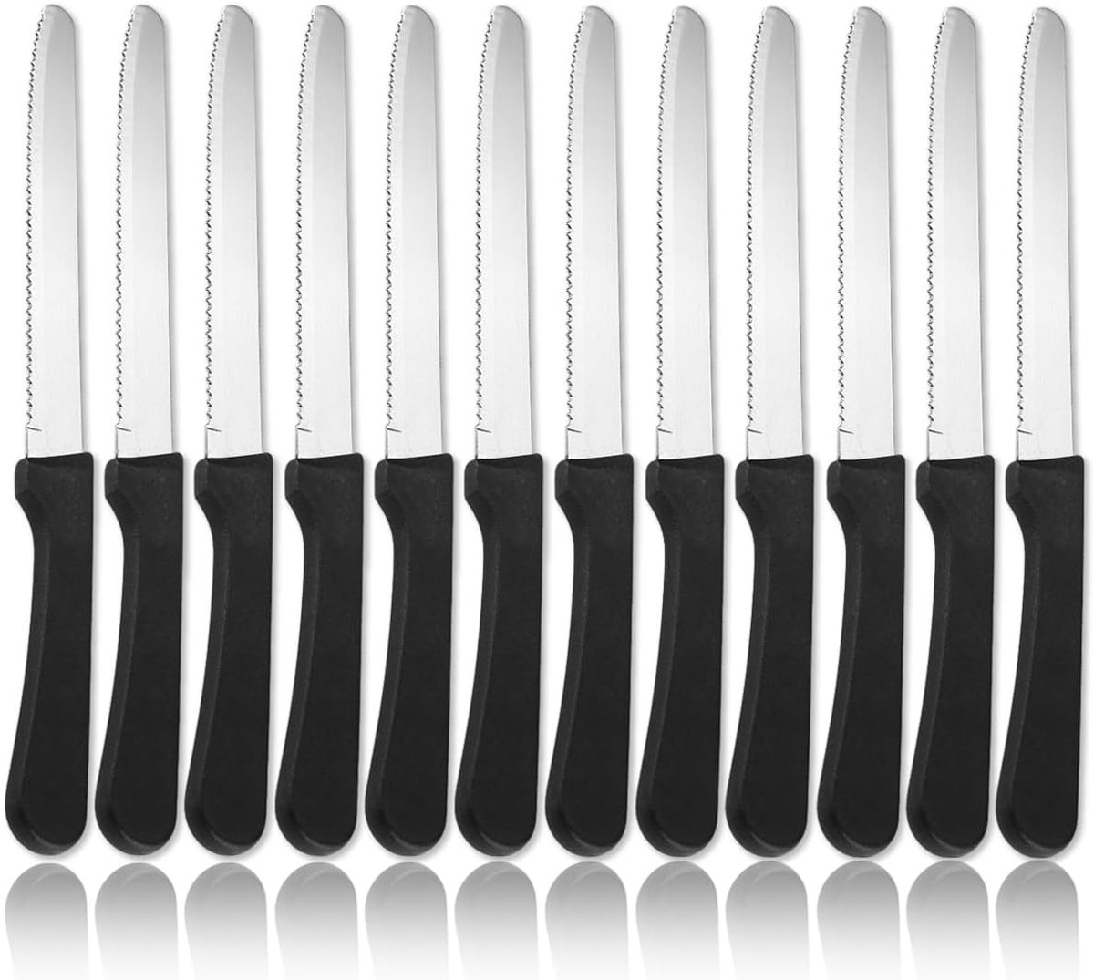 Steak Messen Set van 12 - Serrated Edge Steak Messen - RVS Keuken Messen met Ergonomisch Handvat - Afwasmachinebestendig