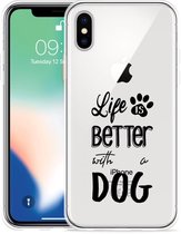 Geschikt voor Apple iPhone Xs Hoesje Life Is Better With a Dog - zwart - Designed by Cazy