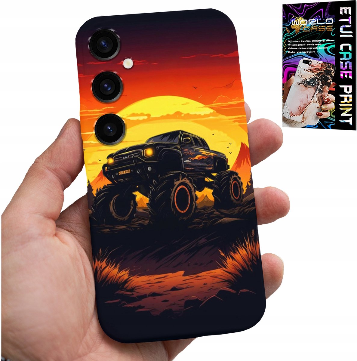 HOESJE VOOR SAMSUNG GALAXY S24 PLUS - MONSTERTRUCK, VRACHTWAGEN, PATRONEN + GLAS