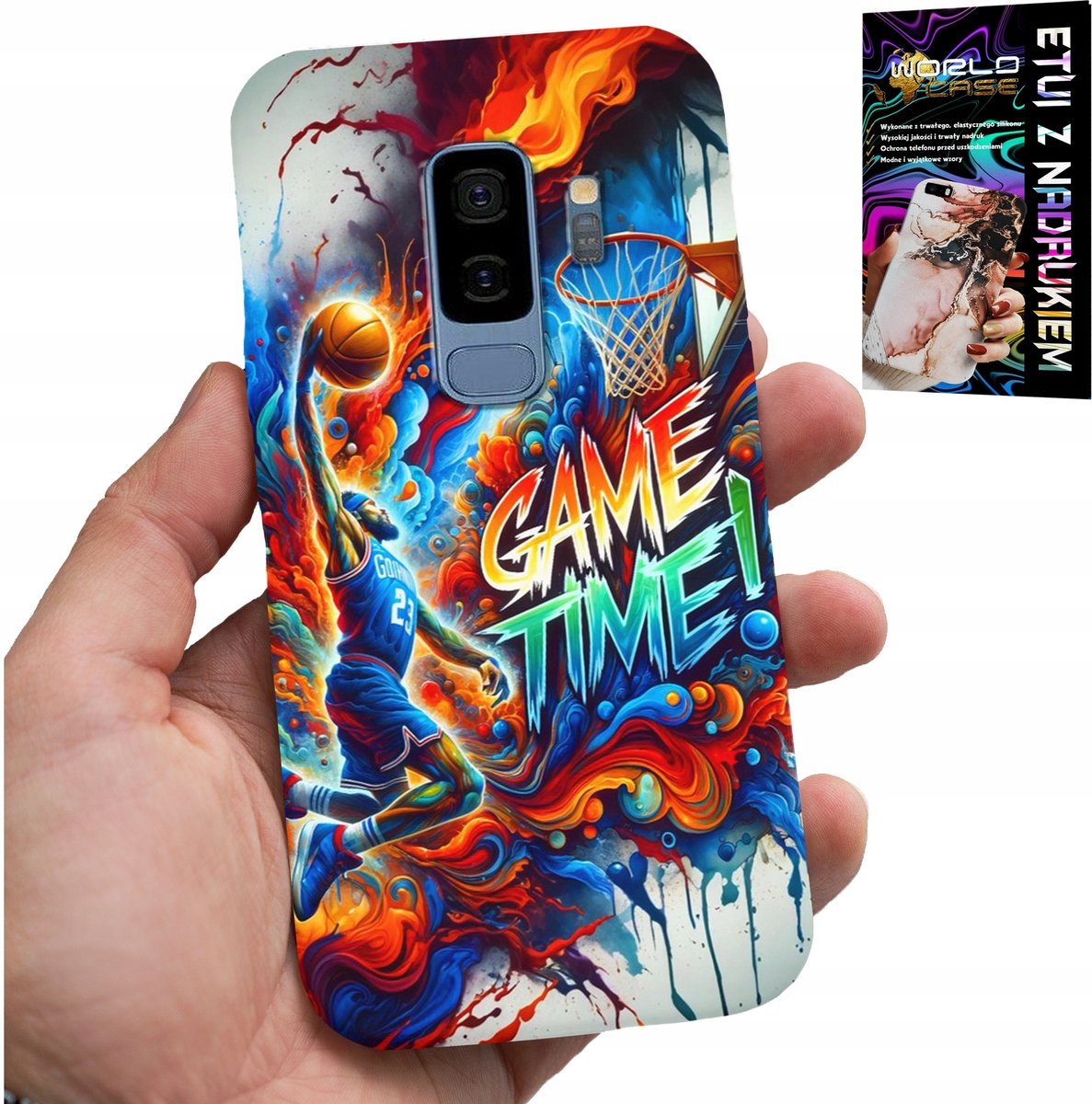 HOESJE VOOR SAMSUNG GALAXY S9 PLUS - BASKETBAL NBA GAME TIME, HOESJE + FOLIE