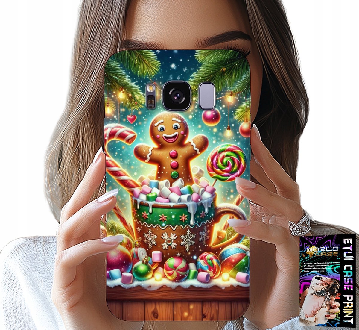 HOESJE VOOR SAMSUNG GALAXY S8 - PEPERKOEK KERSTPATROON + FOLIE