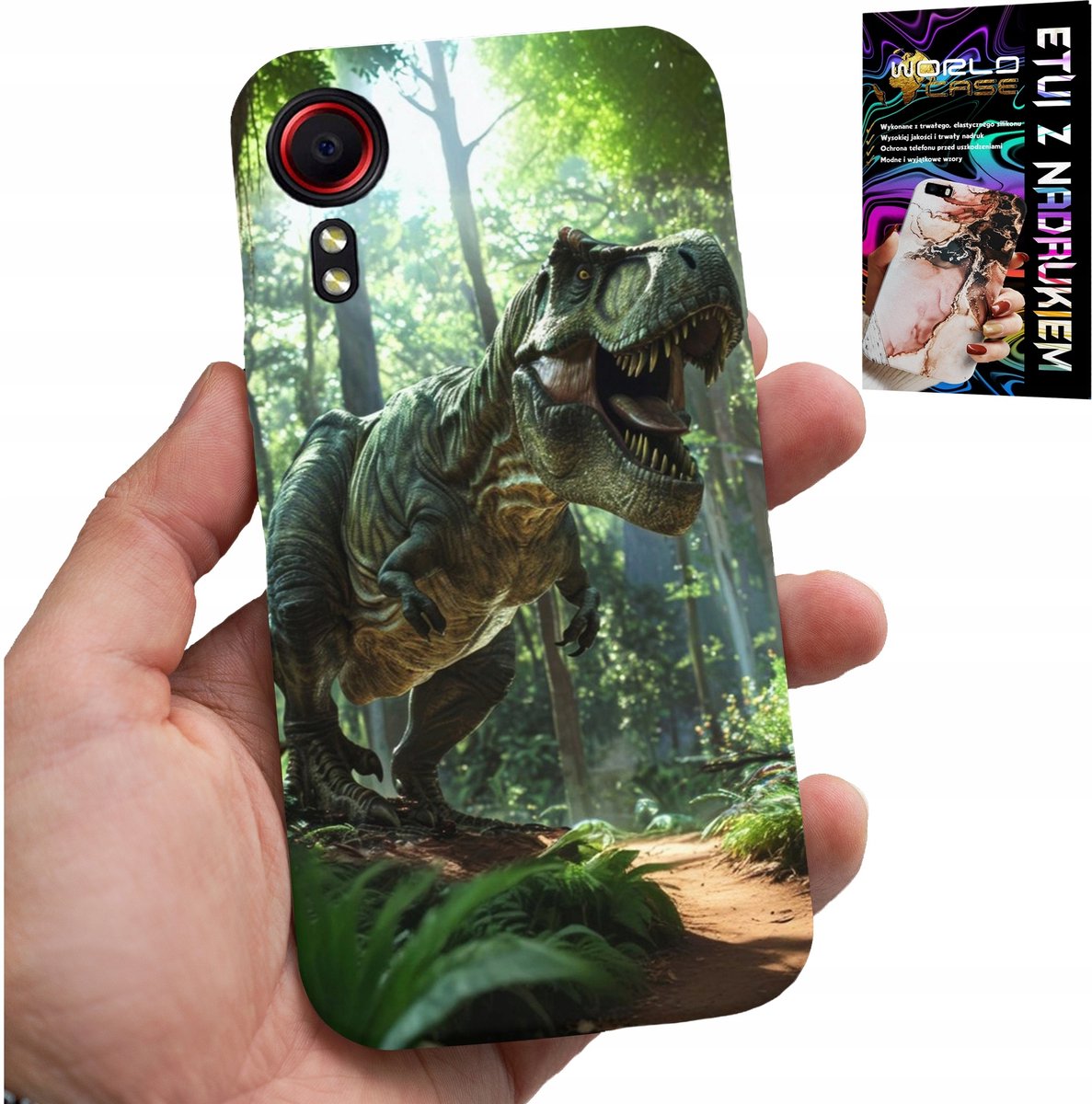 HOESJE VOOR SAMSUNG GALAXY XCOVER 7 - DINO DINOSAURUS TYRANNOSAURUS HOESJE + GLAS