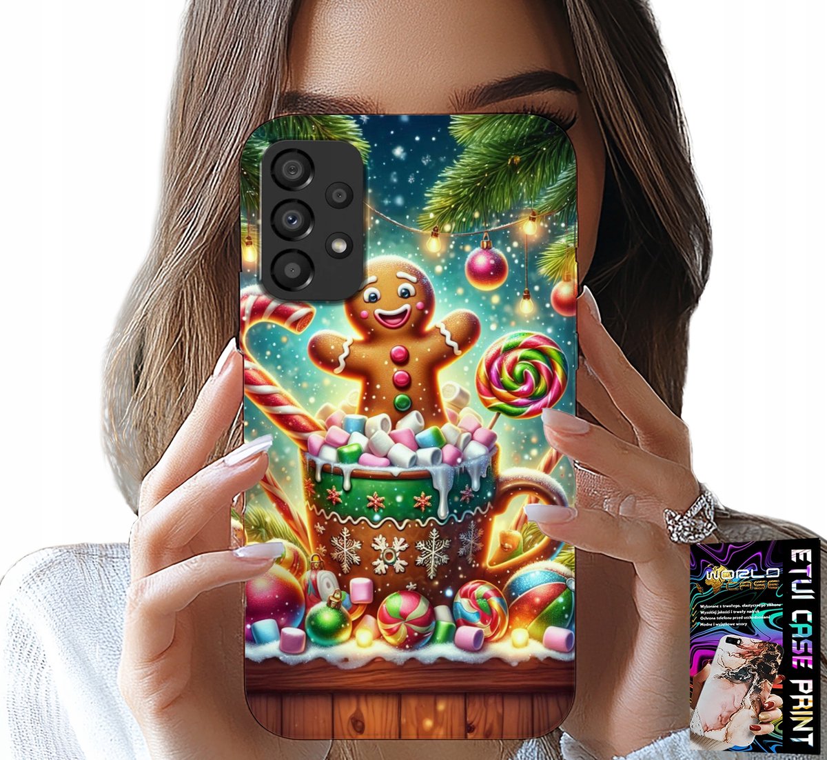 HOESJE VOOR SAMSUNG GALAXY A33 5G - PEPERKOEK KERSTPATROON + GLAS