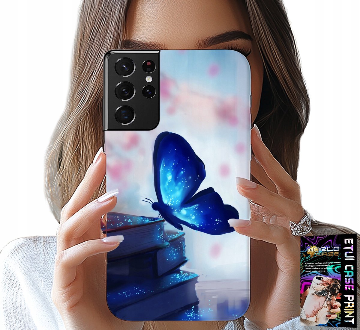 Hoesje voor Samsung Galaxy S21 Ultra - Blauwe vlinder, vlinder, damespatroon