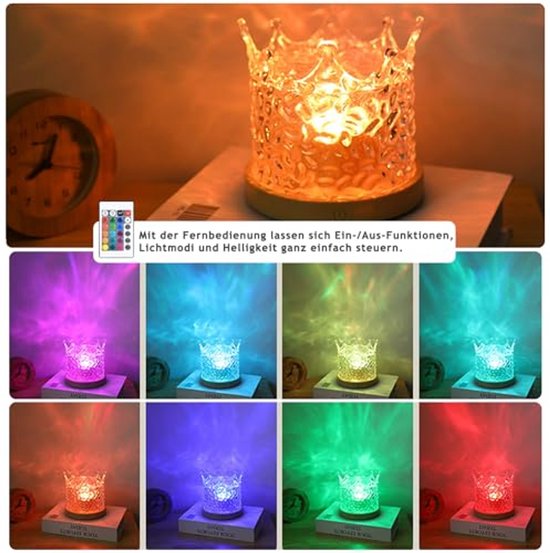LED-sterrenhemelprojector, 16-kleurige golflamp met touch-/afstandsbediening, watergolf- & auroralamp voor slaapkamer & feesten - Cadeaus voor kinderen — afbeelding 5