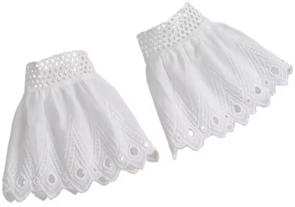 Scoby - Manchetten - Losse mouwen - Polsmouwen kant - Arm sleeves - Detachable wrist cuffs - Wit - 1 paar