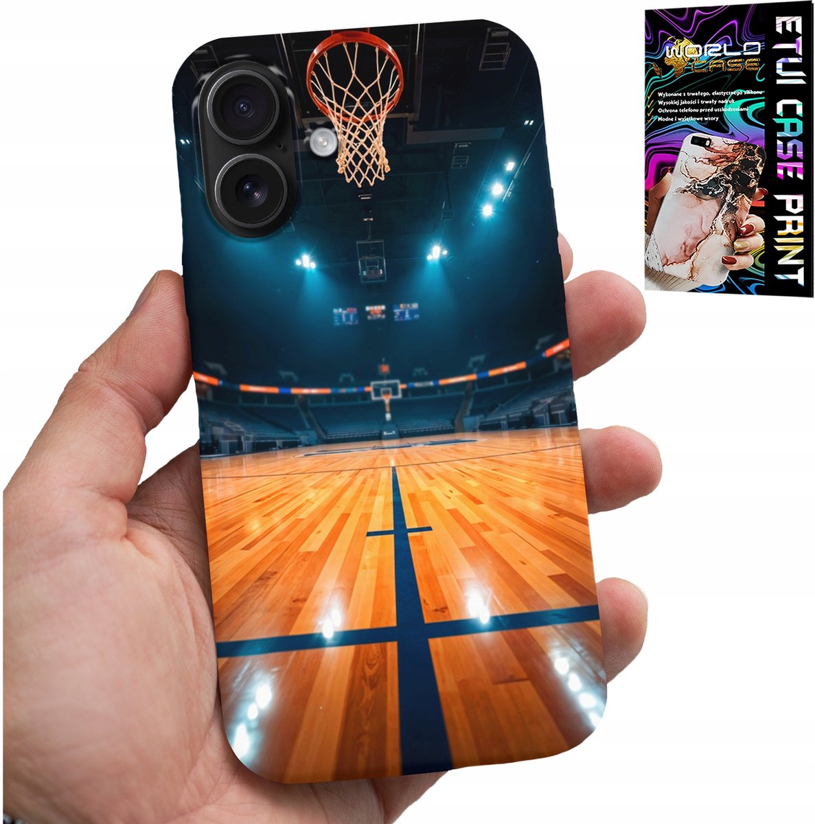 iPhone 16 Plus hoesje - NBA basketbalveld, basketbalfan patronen