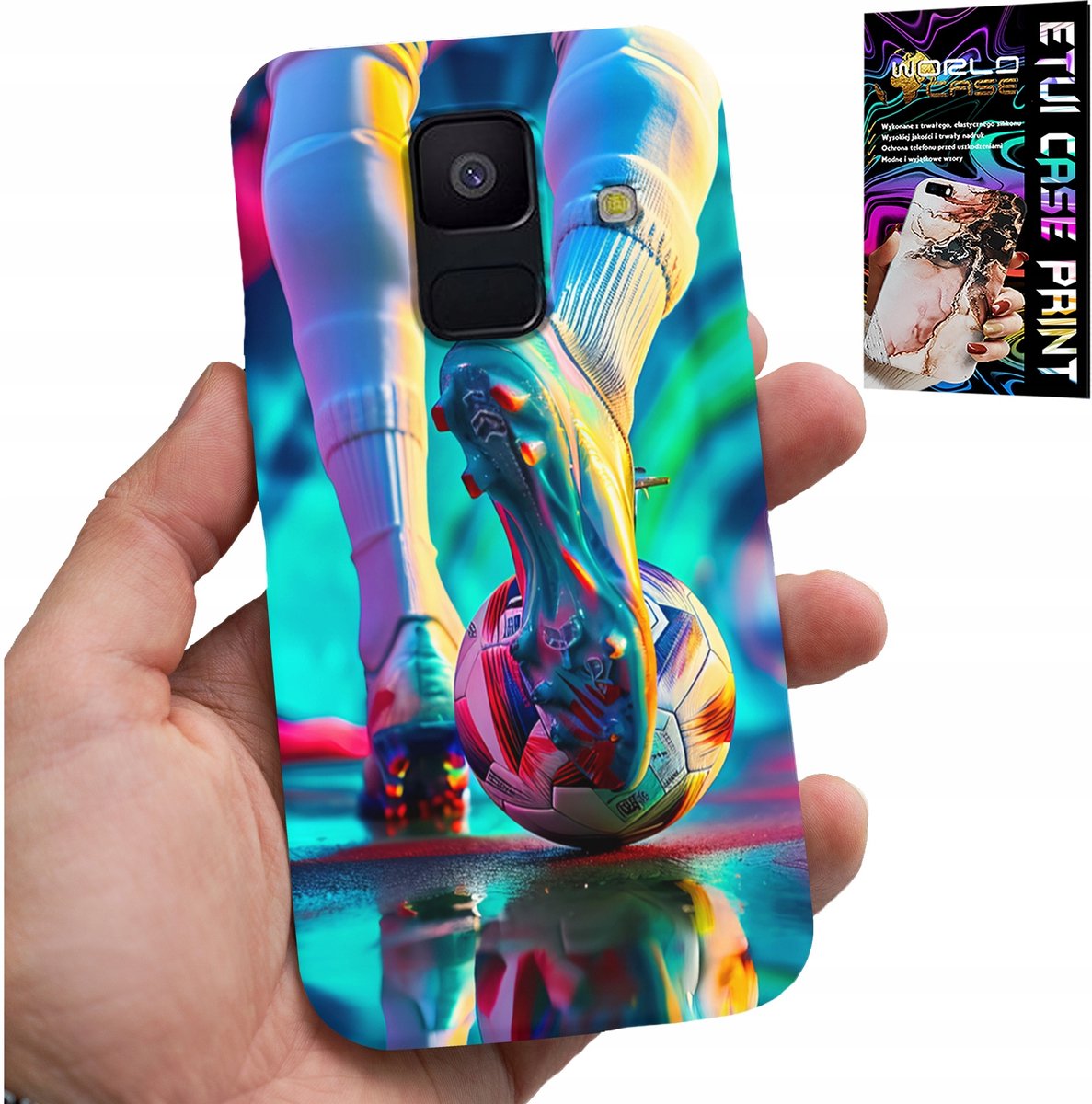 HOESJE VOOR SAMSUNG A6 2018 - VOETBALSPELERS + GLAS