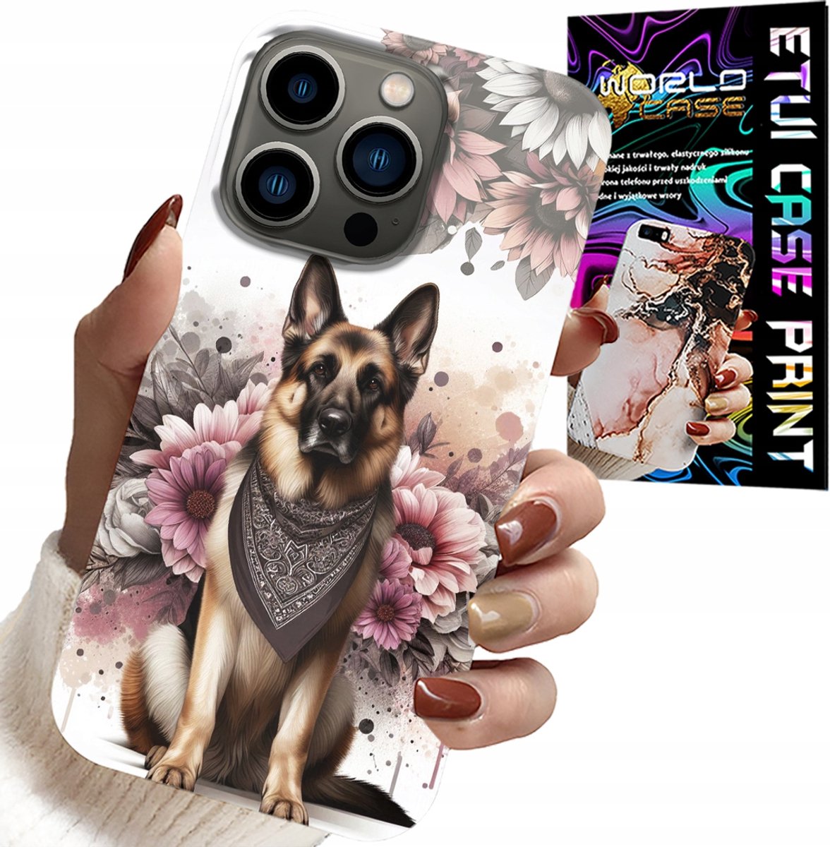 HOESJE VOOR IPHONE 15 PRO - HONDENHOESJE MET DE AFBEELDING VAN EEN DUITSE HERDER