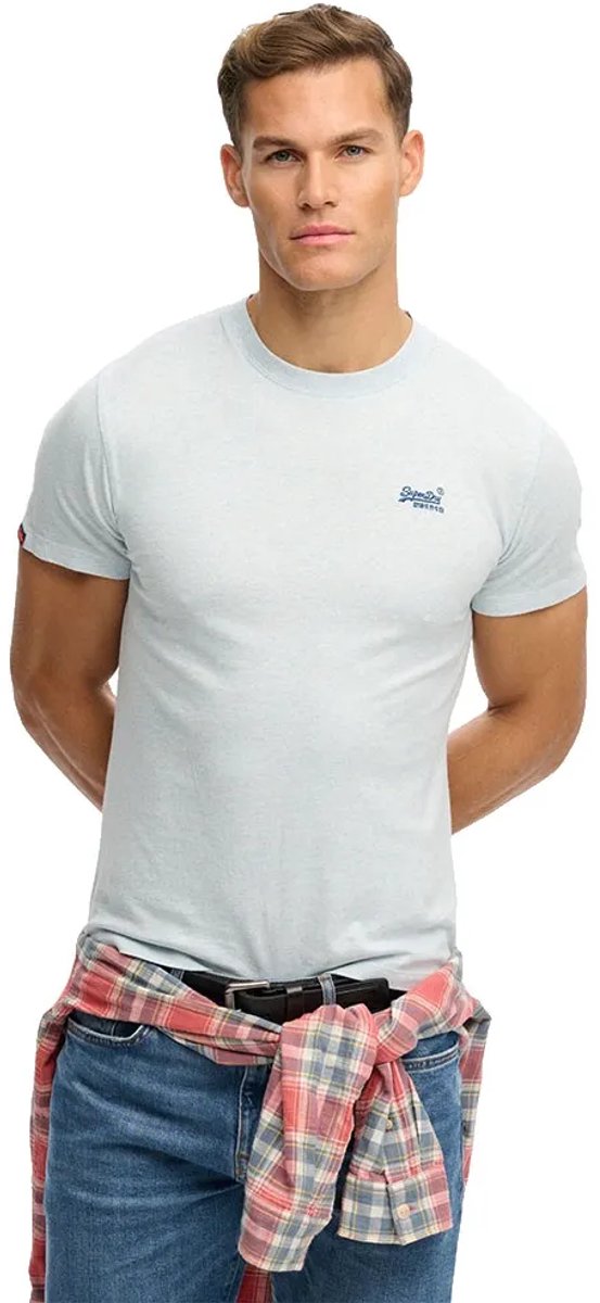 Superdry T-shirt Essential Logo Emb Tee M1011245a J7i Icy Marl/ Mannen Marineblauw