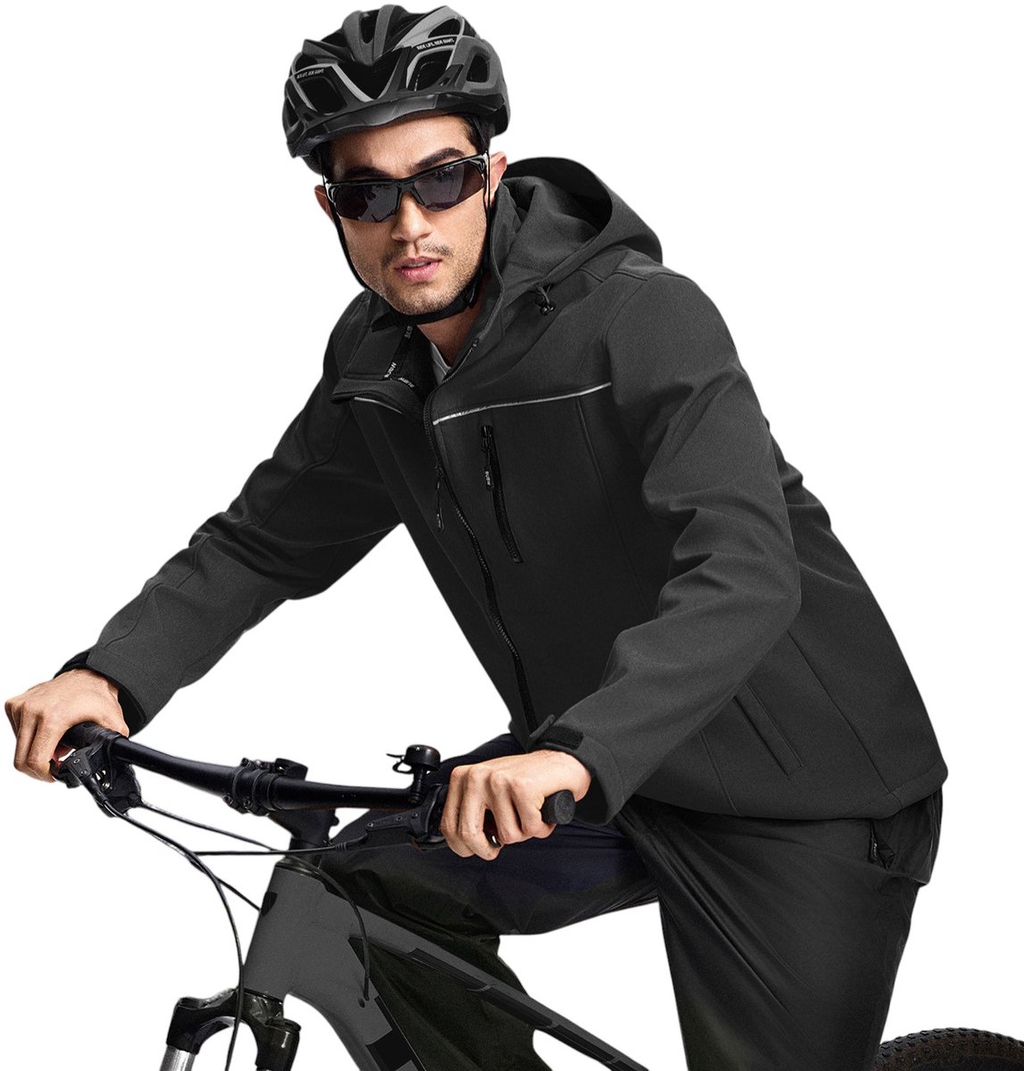 BUBW® Heren Outdoorjas Softshell Jas 4 Seizoenen Waterdicht Windstopper Windjack Waterafstotend Fleece Gevoerd Outdoor Zwart