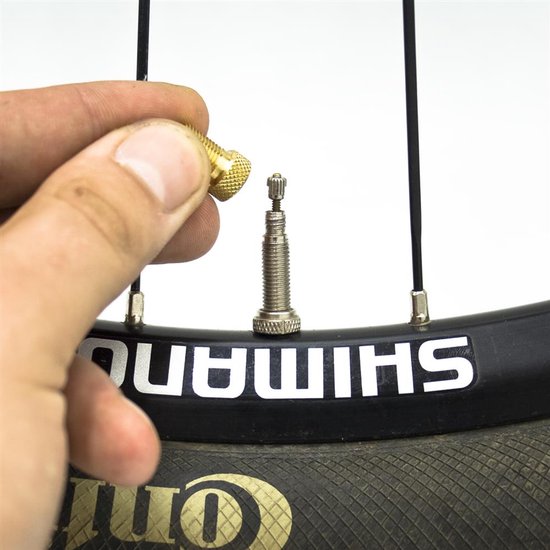 2x Ventieladapter Presta/Dunlop naar Auto Ventiel - Goud — afbeelding 5