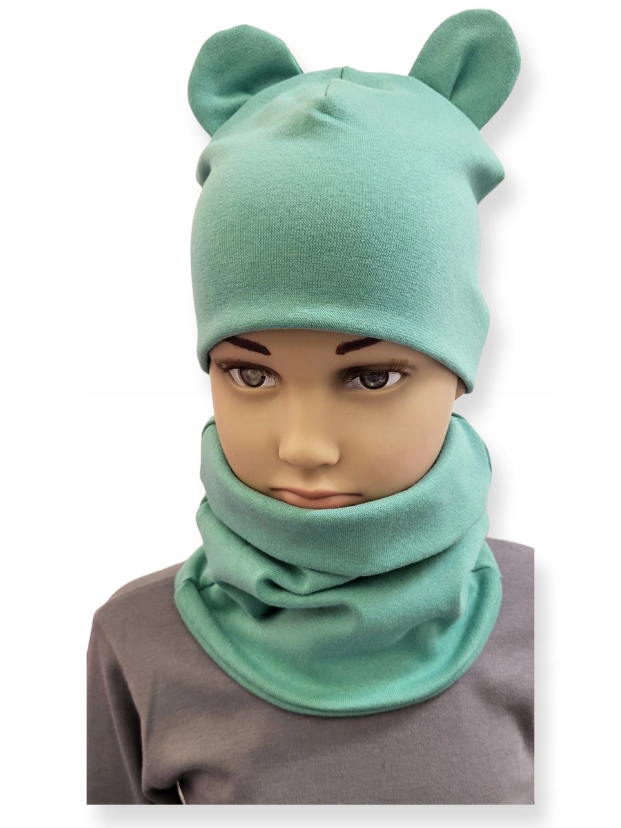 Dartomik - Baby Czapka en Komin Set - Lichtgroen - 34-38 - Met Oren