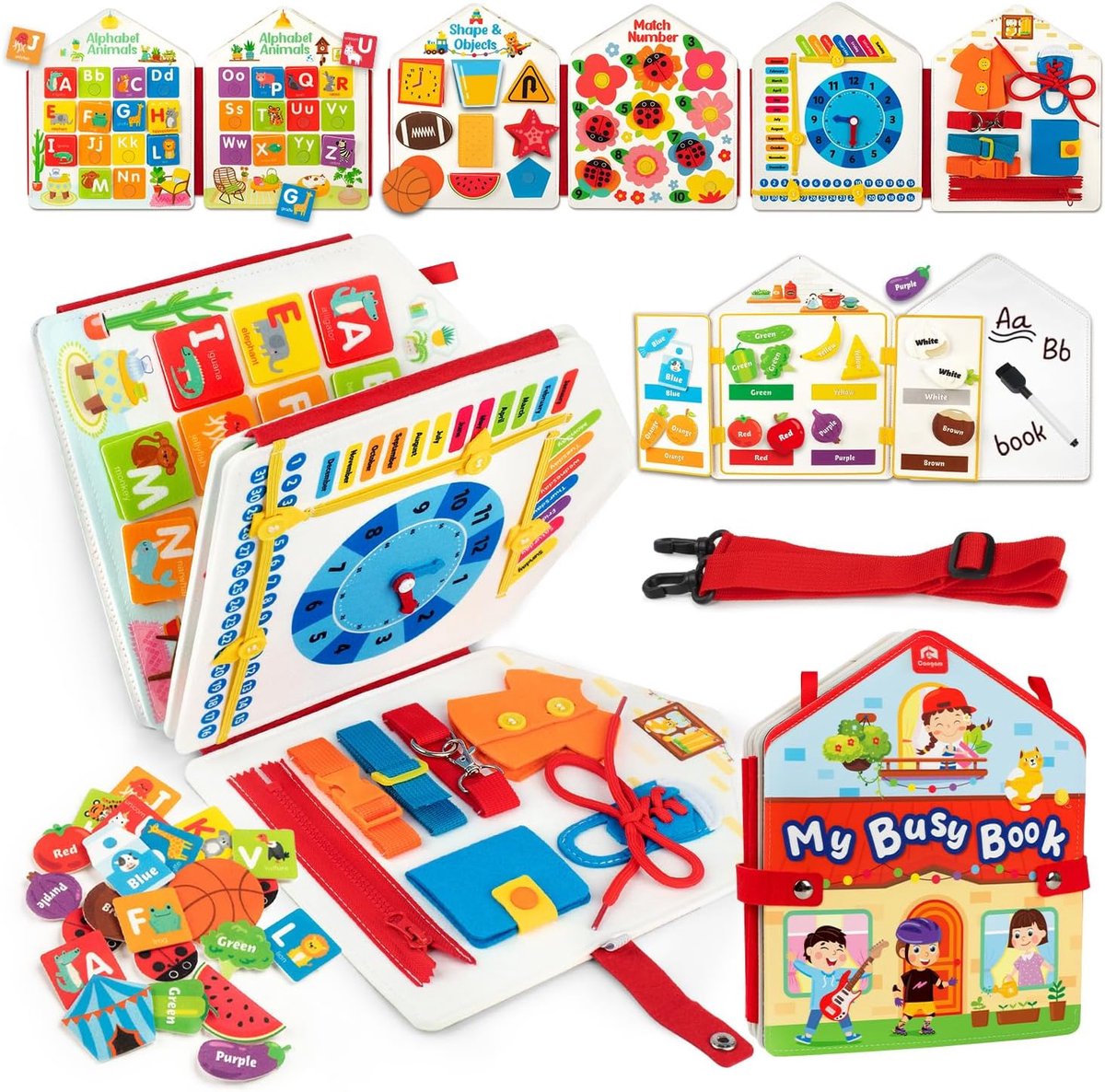 Zintuiglijk Boek - Activiteitenboek Vilt - Fijne Motoriek - Montessori Educatief - 12 cm - Multicolor