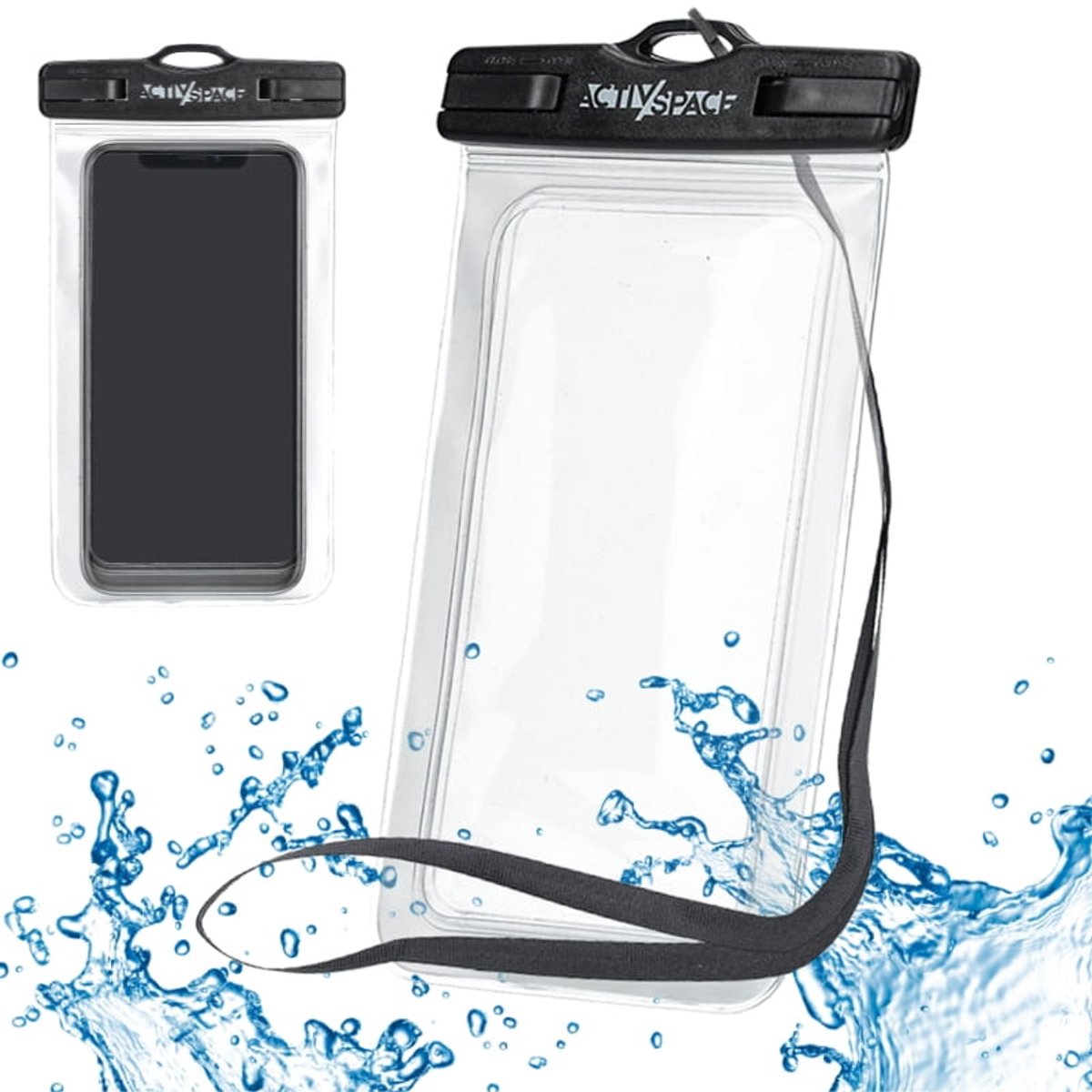 Active Space - Waterdichte Telefoonhoes - IPX8 - Universeel - Inclusief Afneembare Riem