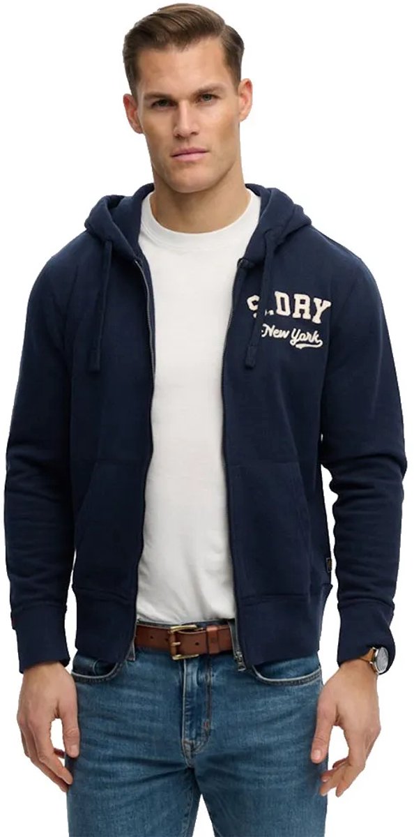 Superdry Vintage Athletic Zip Hoodie Heren Hoodies Marineblauw
