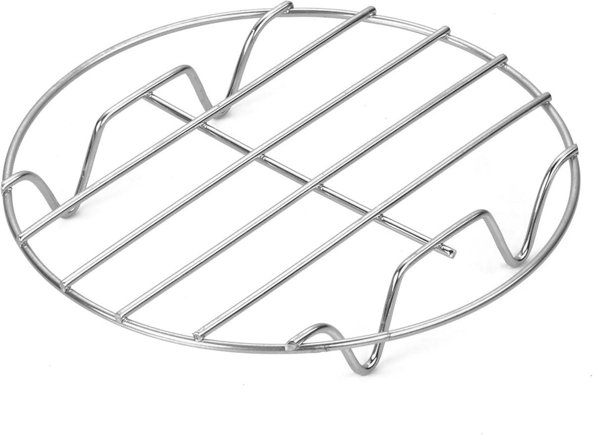 Rond Kookrek Bakrooster Stoomrek Bakken Grillen Stomen Roestvrij Staal Spiegelafwerking 15 cm Diameter Zilver