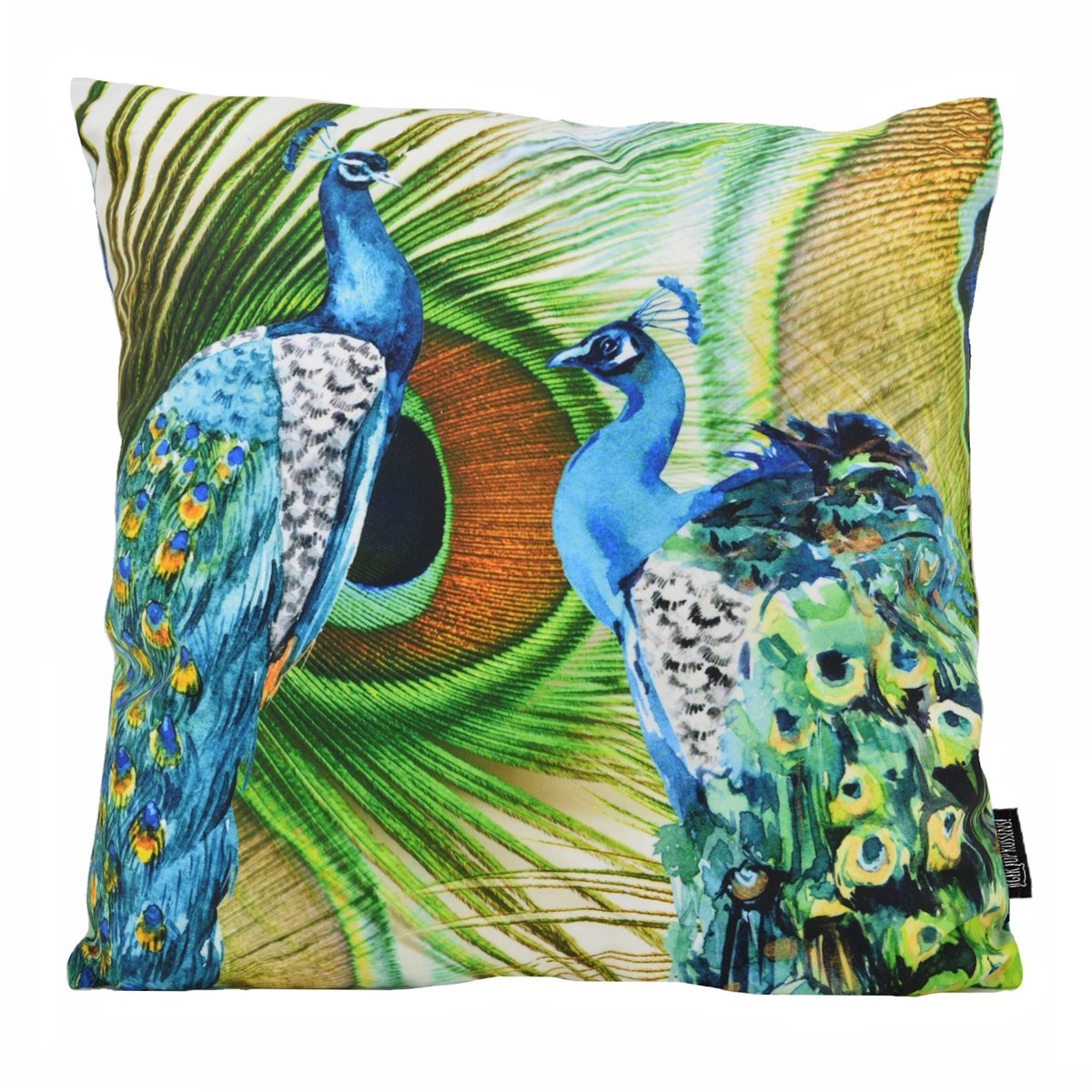 Gek op Kussens! Sierkussen Blue Peacock | 45 x 45 cm | Katoen/Polyester Groen - Blauw - Bruin