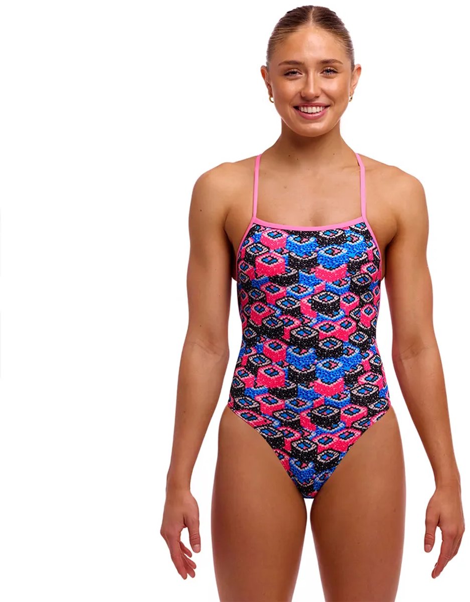 Funkita Strapped In One Piece Zwemkleding Blauw AUS 14 Vrouw