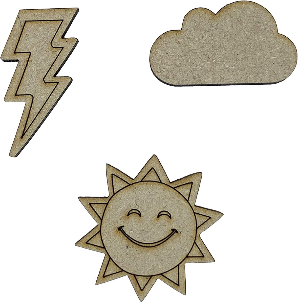 Houten Versieringen - MDF Ambachten - Kaarten Maken Decoreren - Laser Gesneden Vormen - 3cm Dikte 3mm - Natuurlijk Hout