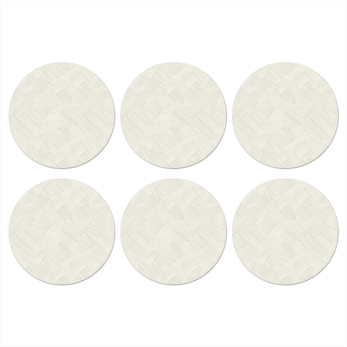 Onderzetters voor glazen - Rond - Textuur - Abstract - Beige - 10x10 cm - Glasonderzetters - 6 stuks