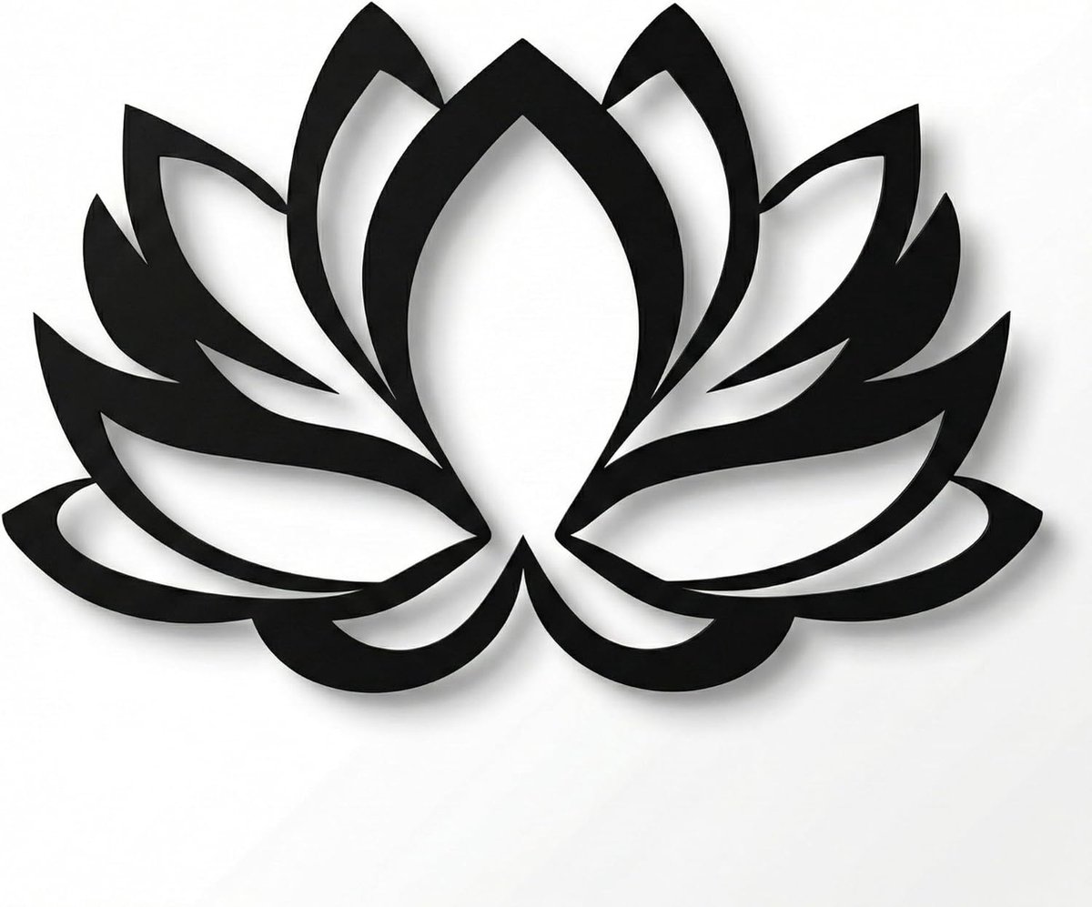 Metalen Wanddecoratie - Muursilhouet Bloem - Woonkamer Decoratie - 3D Ontwerp - 76 x 51 cm - Zwart