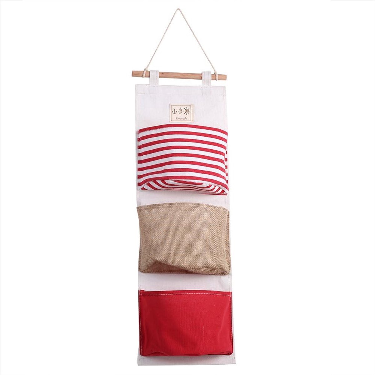 Hangende Opbergzak - Wand Organizer - Ruimte Besparen - Drie Lagen - 20.5 x 13 x 7.5 cm - Rood