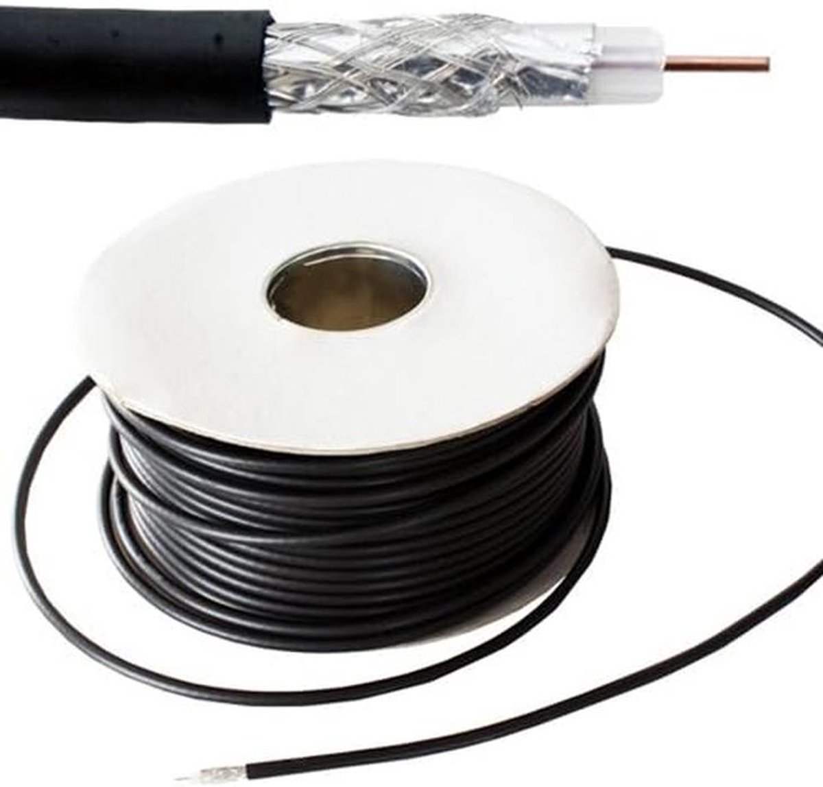 Coaxiale Kabel - CCTV Kabel - Camera Beveiliging - Gevlochten Afscherming - 100 Meter - Zwart