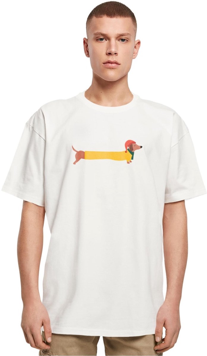 Merchcode - Christmas Dog Heren Tshirt - L - Wit