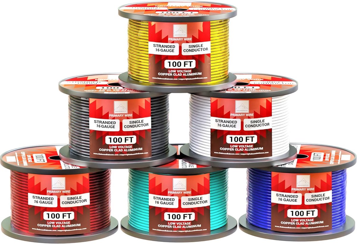 Auto Kabel Set - Draad Rollen - 12V Installatie - 6 Kleuren Assortiment - 183 Meter Totaal