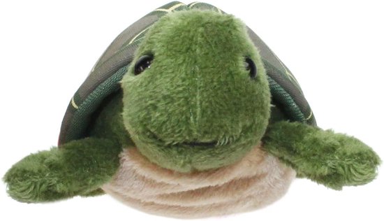 Schildpad Vingerpop - Handpop Dier - Verhalen Vertellen - Zachte Polyester Stof - 6 x 6 x 13 cm — afbeelding 2