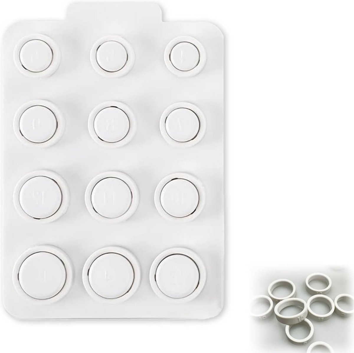 Set van 12 Verstelbare Ringmaatmeters voor Nauwkeurige Vinger Meting