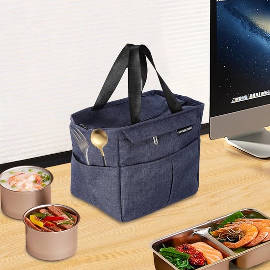 Geïsoleerde Lunchtas - Kleine Koeltas - Eten en Drinken - Dubbellaags Ontwerp - 7 Liter Inhoud - Marineblauw — afbeelding 5