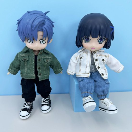 1/12 BJD Pop Kleding Set Denim Outfit met Jas, Vest, Zak en Schoenen van Merkloos — afbeelding 3