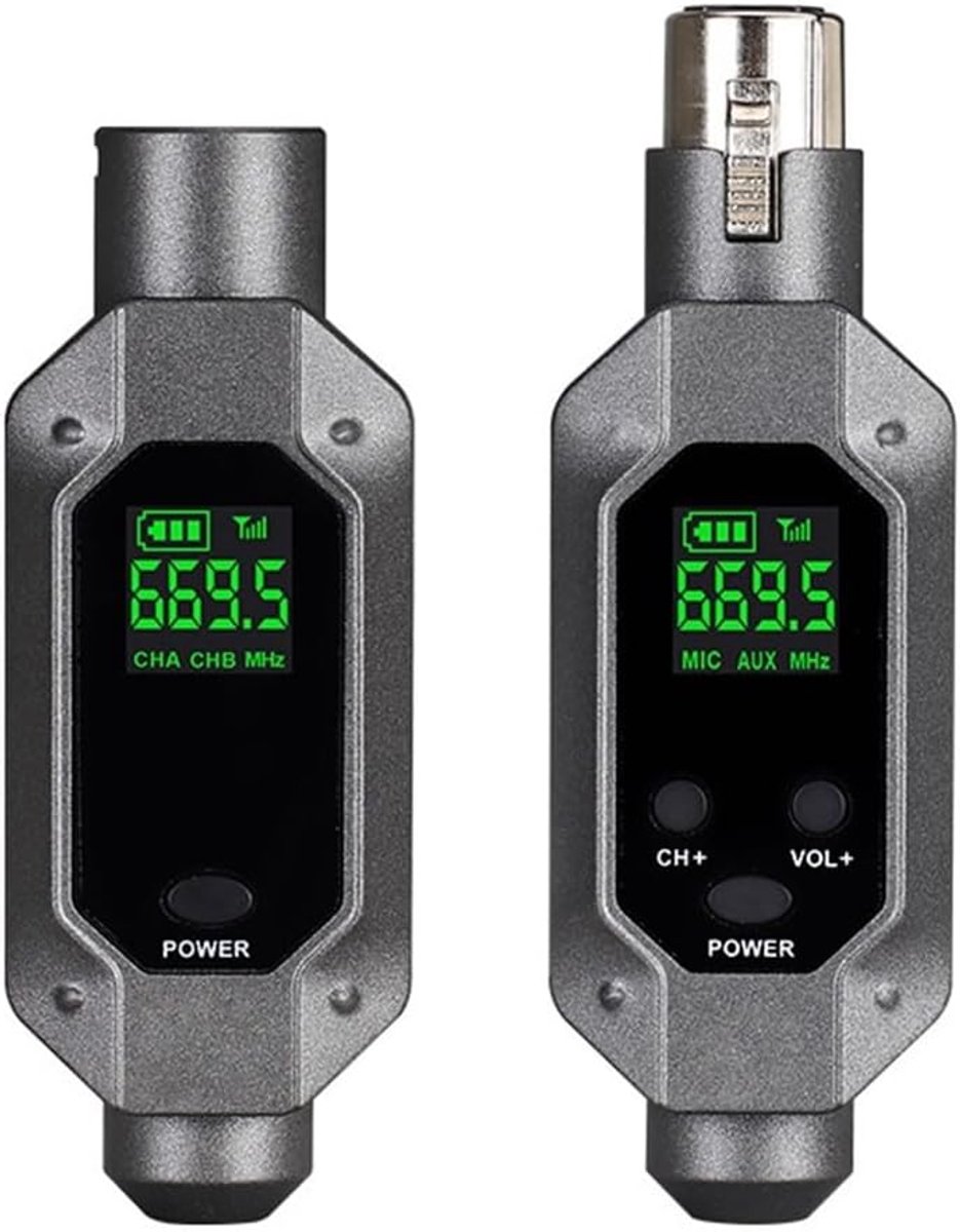 Draadloze XLR Zender en Ontvanger voor Microfoon, Mixer en Luidspreker