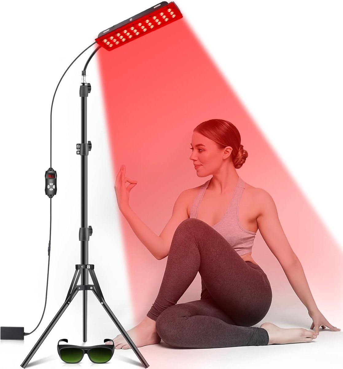 Roodlichtlamp - Infraroodlamp - Pijnverlichting - Instelbare Helderheid - 42x15x10cm - Zwart