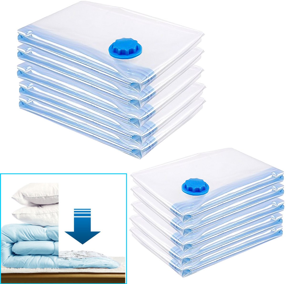 5x Vacuüm Opbergzakken 80x100cm - Ruimtebesparend Herbruikbaar Luchtdicht Geurvrij Anti-Schimmel voor Dekbedden - Waterdicht PET+PE